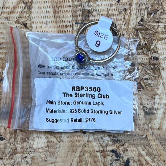 Bomb Party The Sterling Club Genuine Lapis Stone Sterling Silver Band Sz 9 Ring - Picture 9 of 9